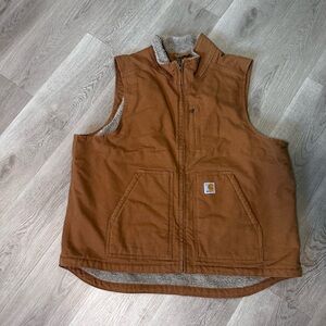 Carhartt Tan Vest with Sherpa Lining